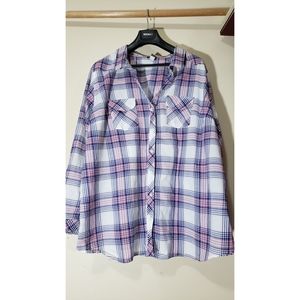 Torrid Blue/Pink Button Down Shirt Sz 5